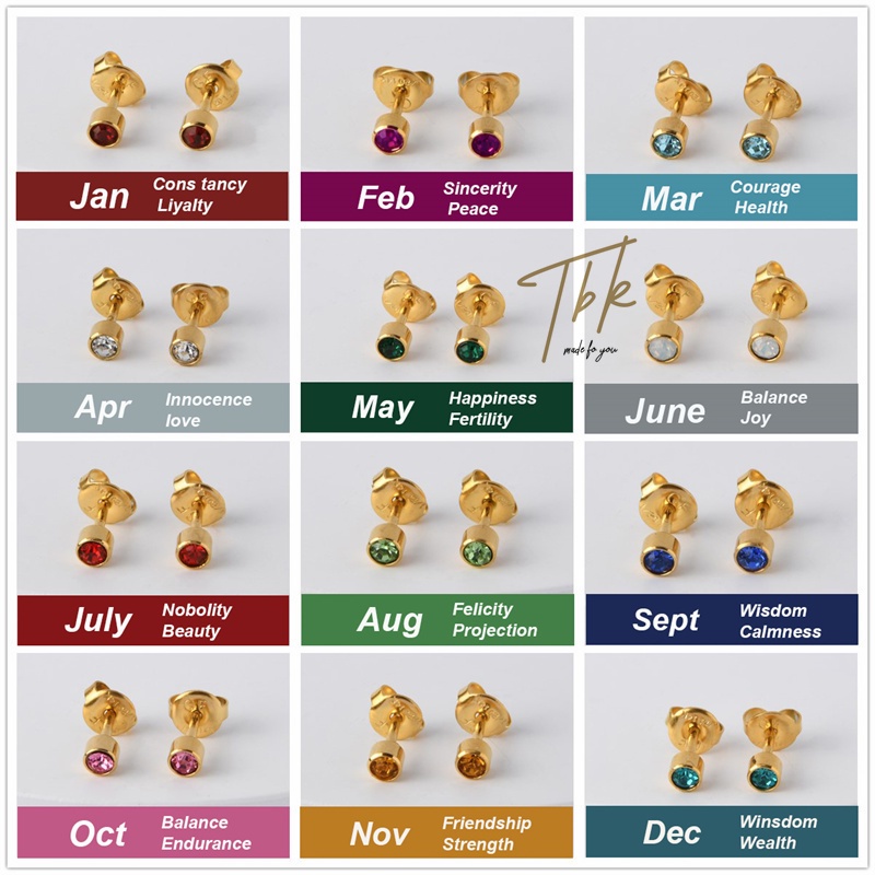 TBK Birthstone Earrings 18K Gold Cubic Zirconia Accessories Earring For Women 791E