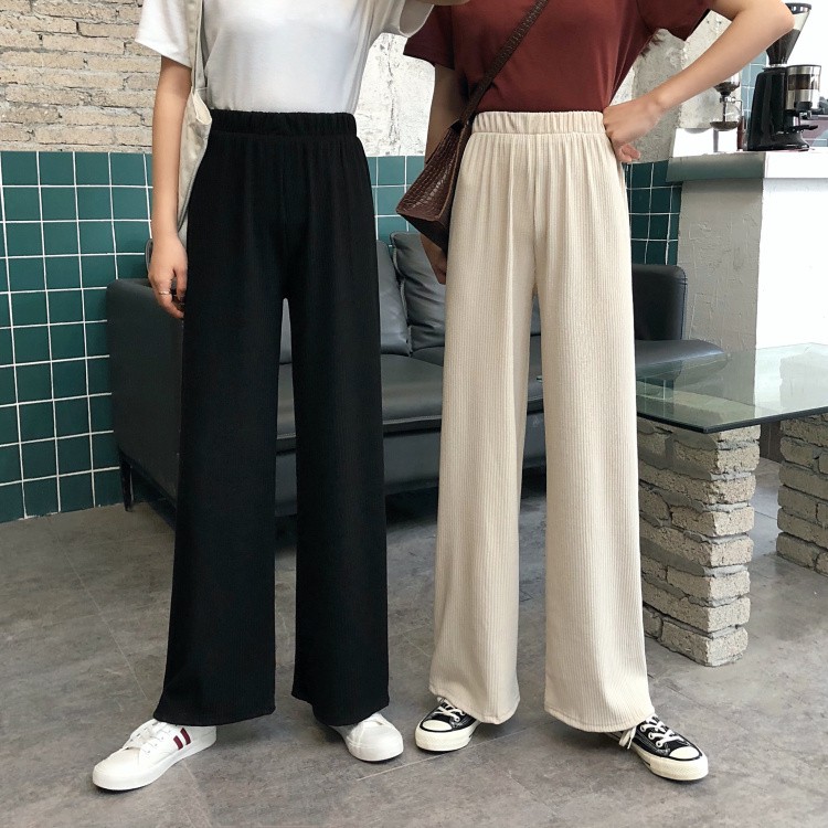 High Waist Slim Wide Leg Pants Drape All Match Casual Straight Leg Pants Shopee Singapore