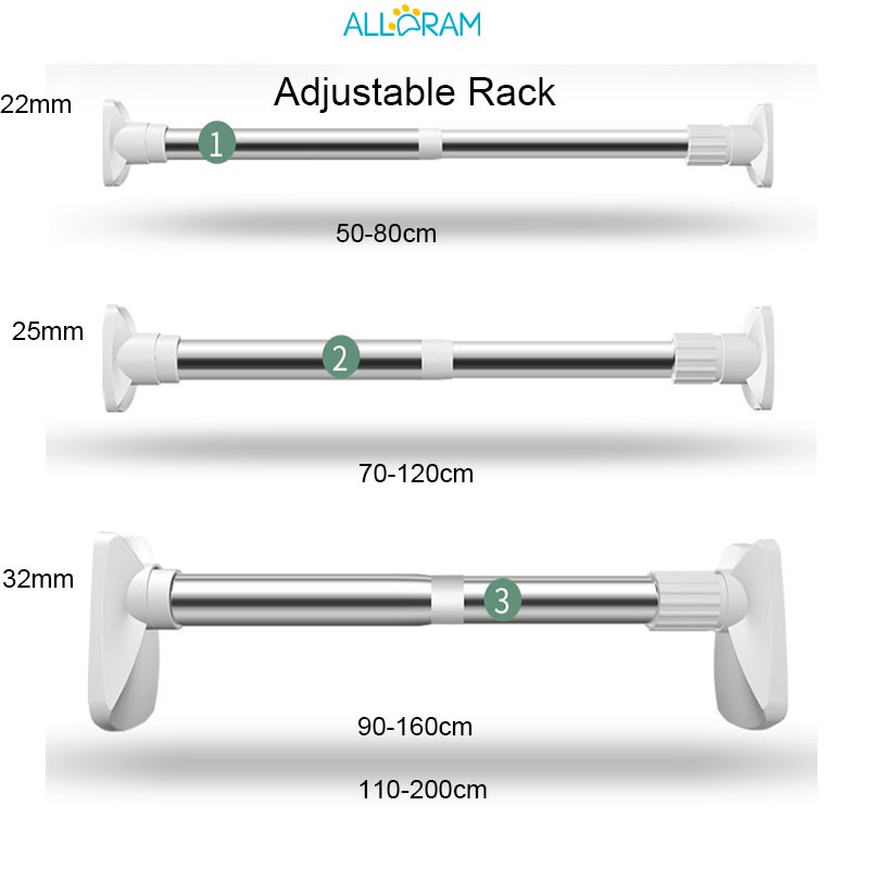 Alldram Adjustable Telescopic Tension Extendable Curtain Rod Rail