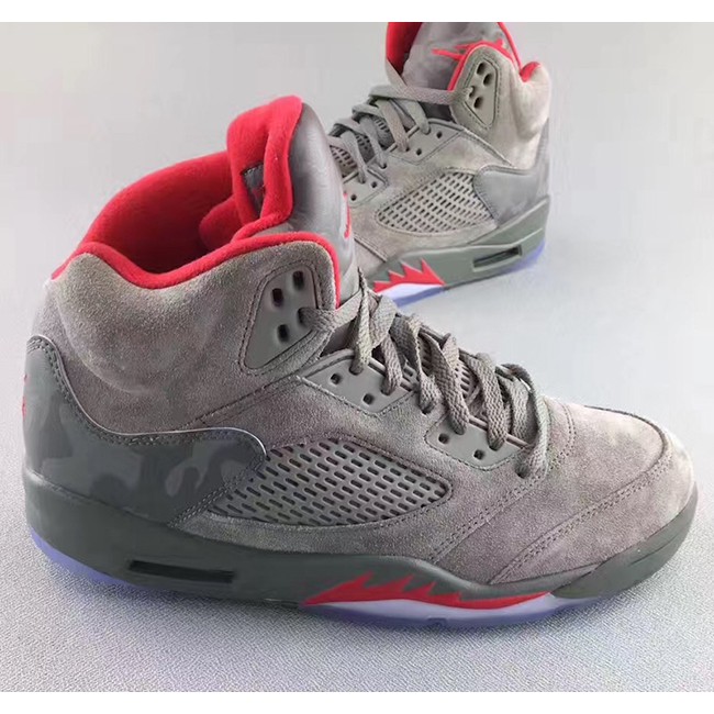 Air Jordan 5 Camo Wolf Grey True Red 