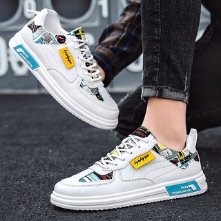 Sunhusing Mens Stylish Graffiti Printed Canvas Flat Shoes Casual Lace-Up Running Shoes Sneakers 