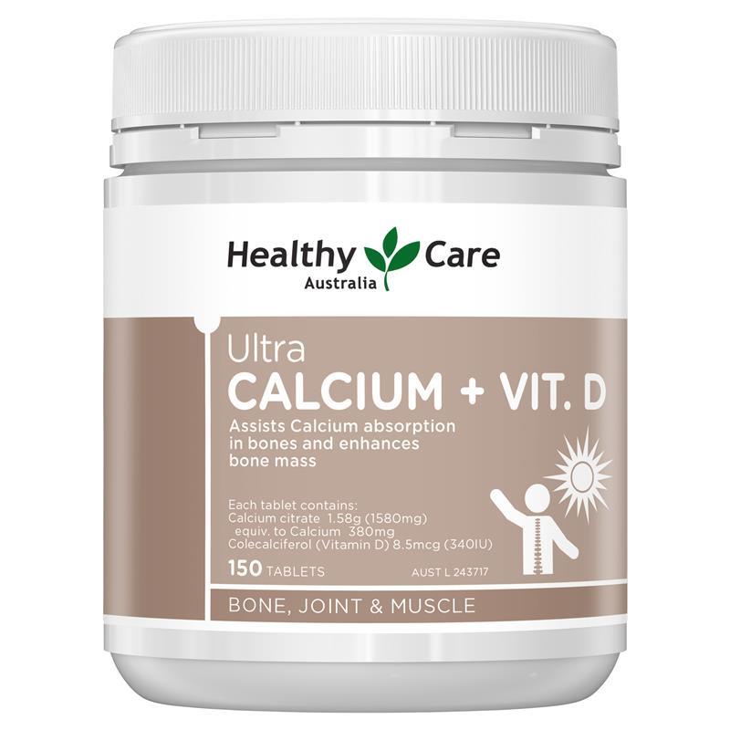 Healthy Care Ultra Calcium Plus Vitamin D 150 Tablets Help Absorb Calcium. Increase Bone Mass