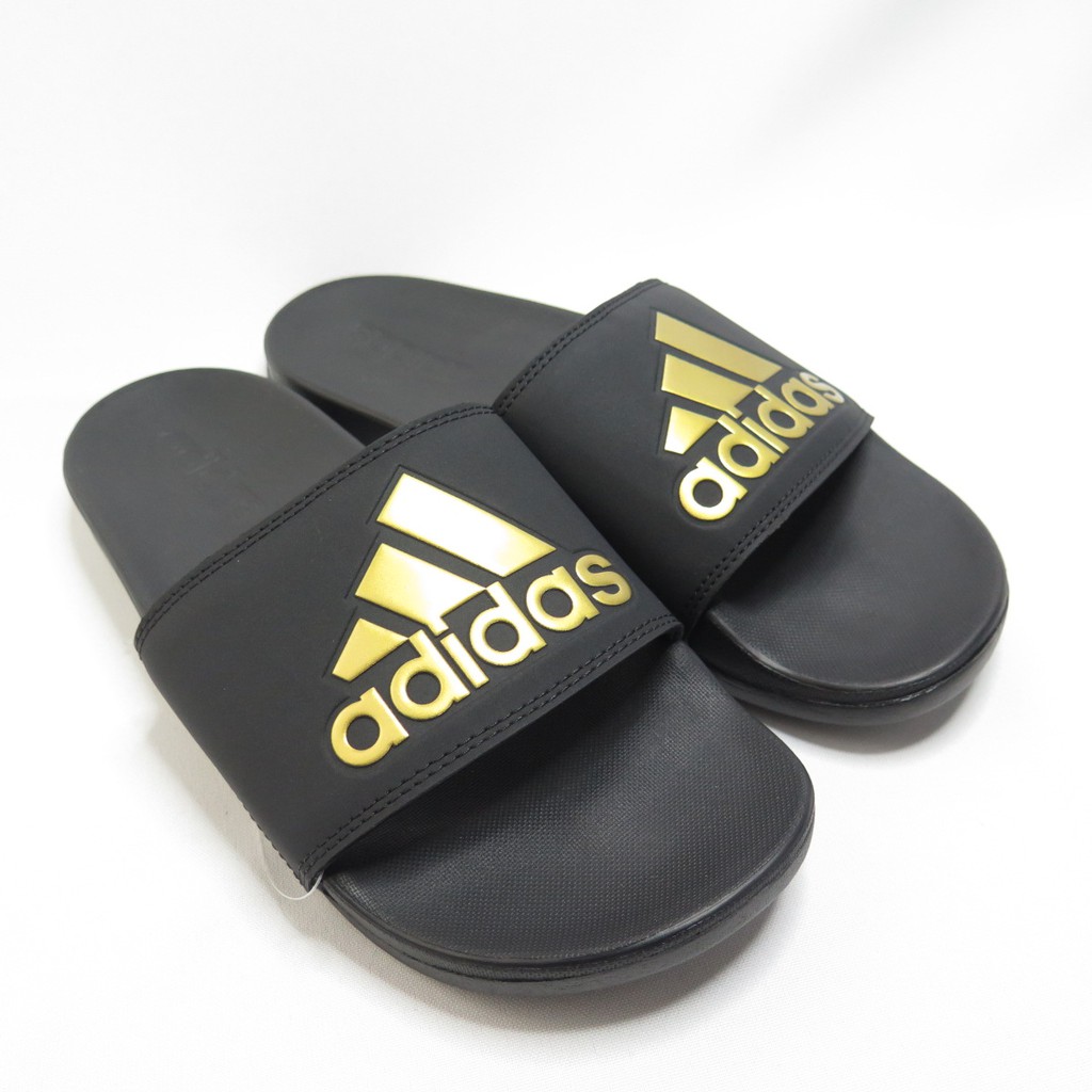 adidas slippers black and gold