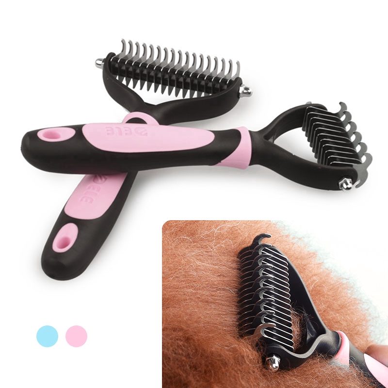 Pink Pet Detangling Comb with Rotating Teeth 3 Colours 