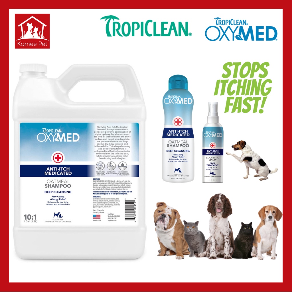 TROPICLEAN OxyMed AntiItch Medicated Pet Shampoo / Spray for Dogs and