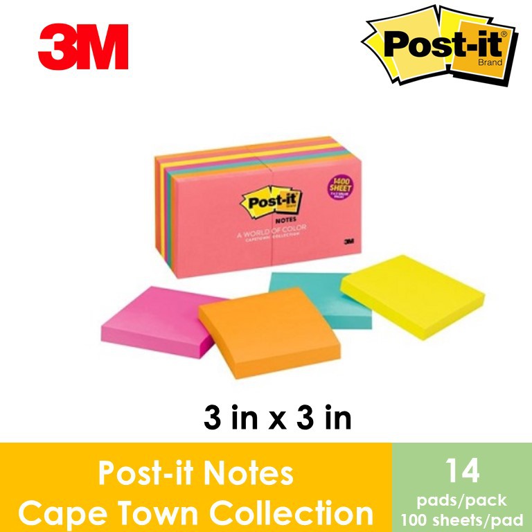 3m Post It Notes 3 In X 3 In Cape Town Collection 14 Pads Pack Shopee Singapore