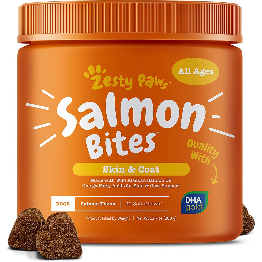 Zesty Paws Salmon Fish Oil Omega 3 for Dogs With Wild