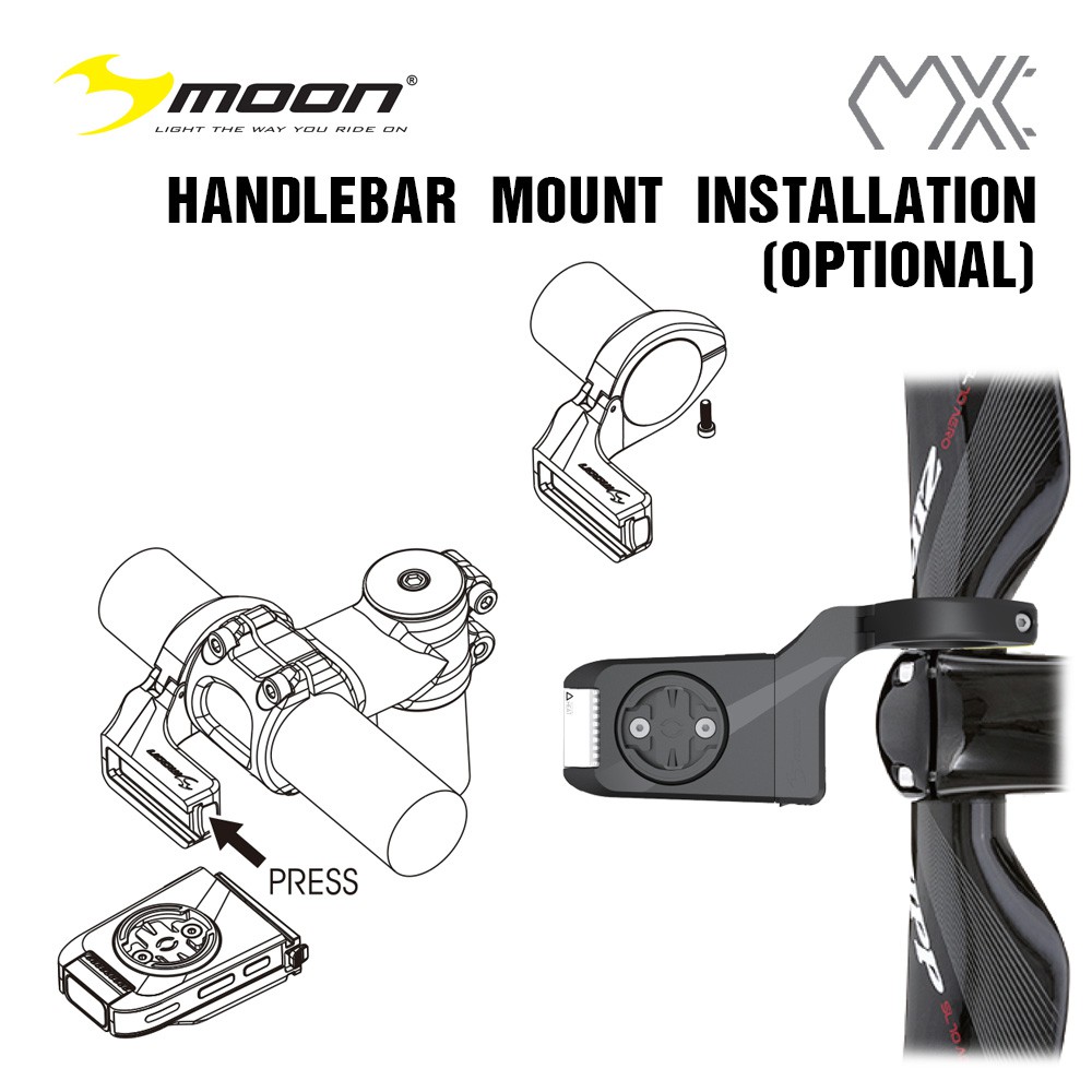 moon mx gps mount rechargeable front bike light