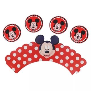24 pcs Disney Mickey Mouse Cartoon Birthday Party Cake Decorations Supplies Minnie Cupcake Wrappers & Toppers Christmas Supplies #7