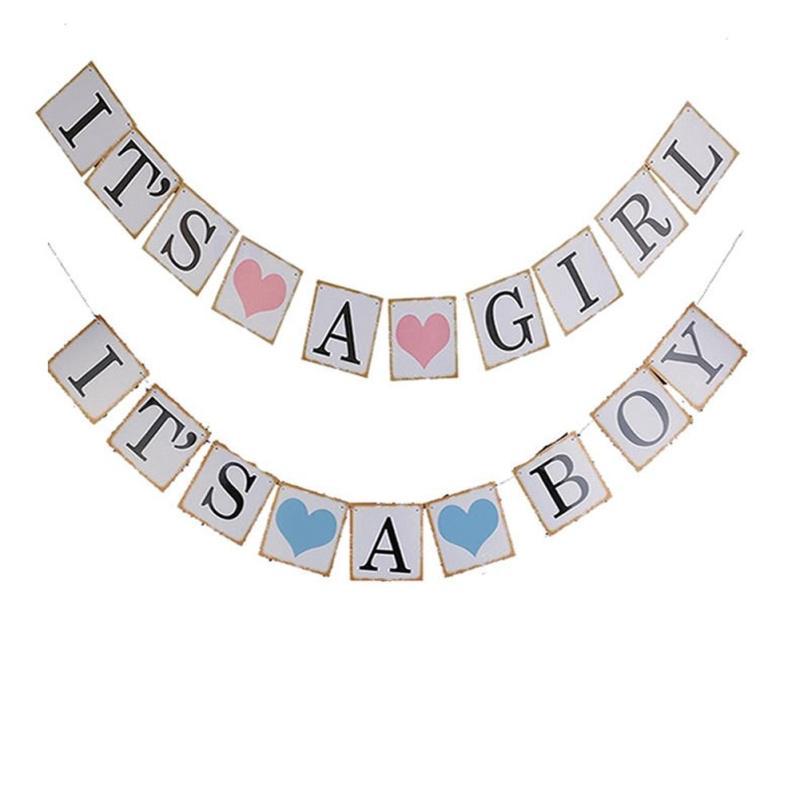 Boy Girl Paper Baby Shower Banner Garlands Kids Birthday Party