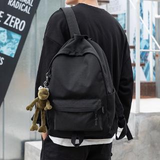 Simple Black Backpack Teenager School Bag Canvas Notebook Backpack Bag Unisex