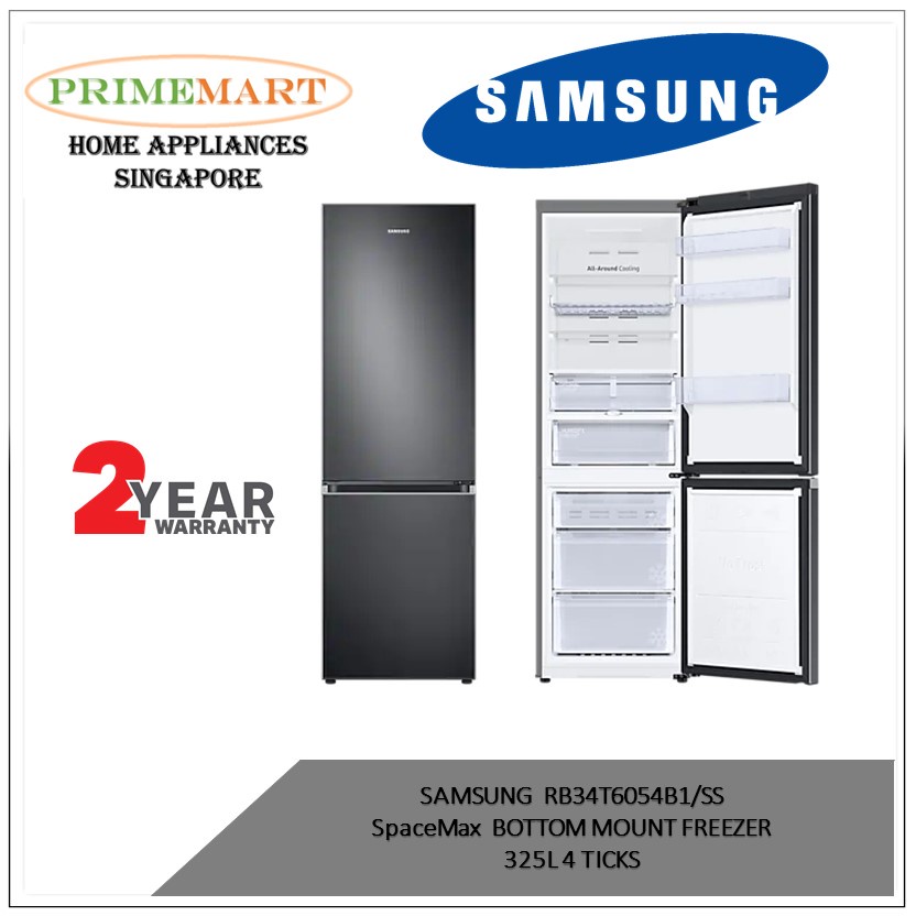 SAMSUNG RB34T6054B1/SS SpaceMax BOTTOM MOUNT FREEZER 325L 4 TICKS 2