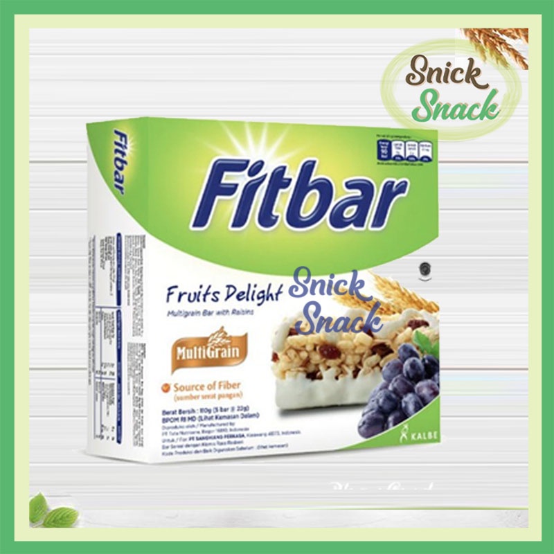 Fitbar Fruits Delight Multigrain Bar Box 110 gr Snack High Protein