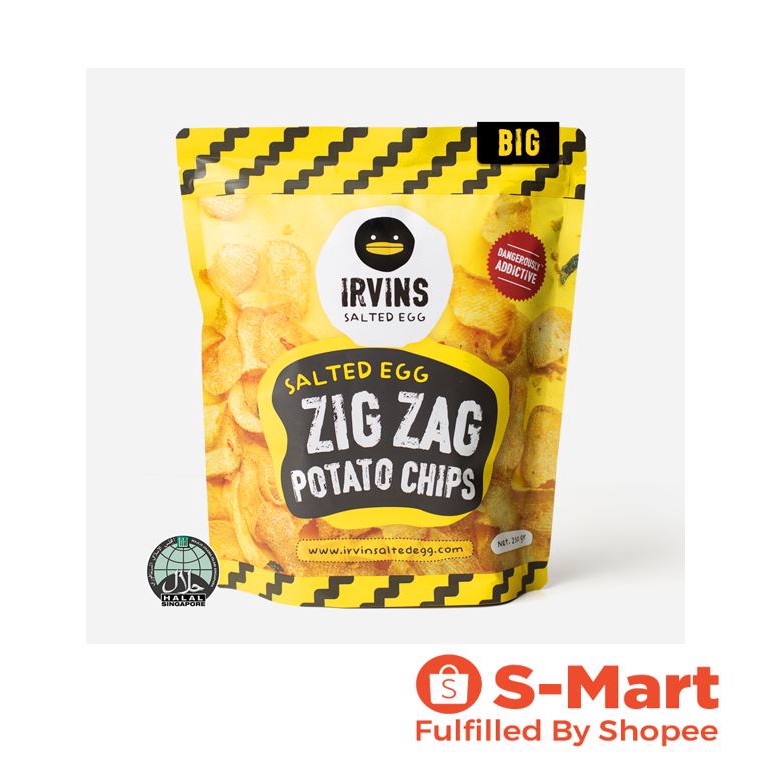 IRVINS Salted Egg Zig Zag Potato Chips (230g) Big (Halal) | Shopee ...