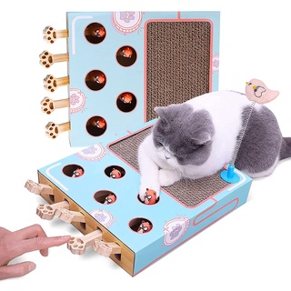 Cat Enrichment Toys for Indoor Cats, cat Whack a mole with cat Scratching pad, Cat Cardboard Box to Make Lots of Fun, cat Interactive Toy to Relieve Boredom and Train IQ.
