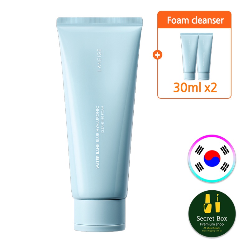 LANEIGE NEW Water Bank Blue Hyaluronic Cleansing Foam 150g + 30g X 2ea ...