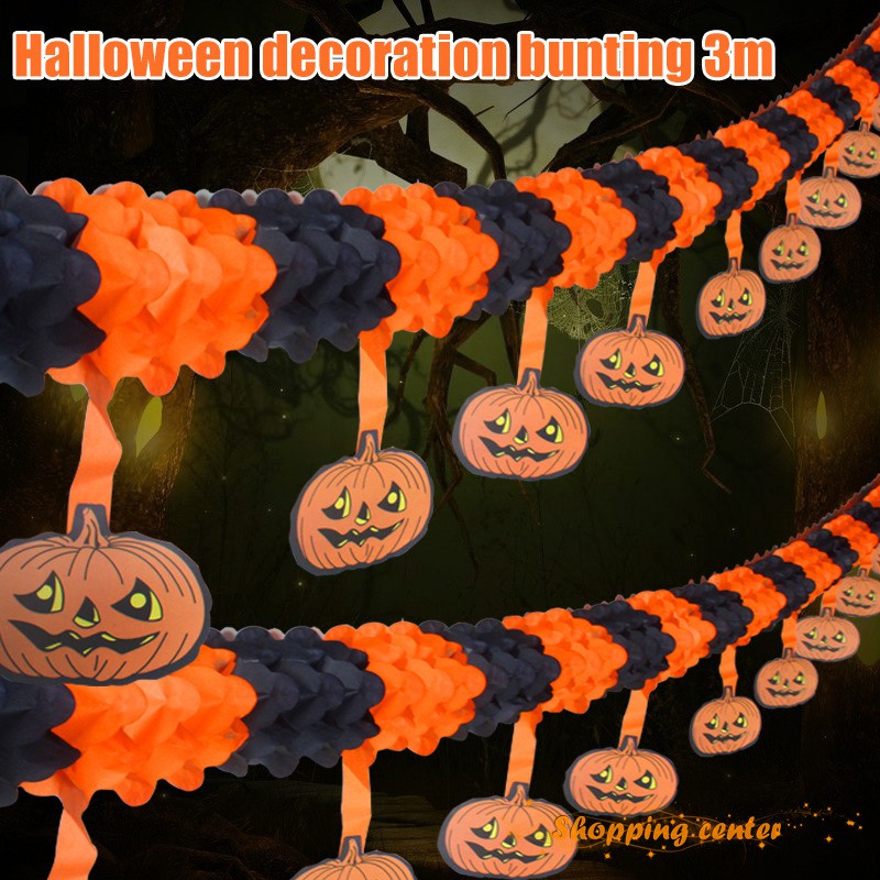 Sc Halloween Banner Stylish Party Decorations Bunting Garland Pull Flag Pumpkins Shopee Singapore