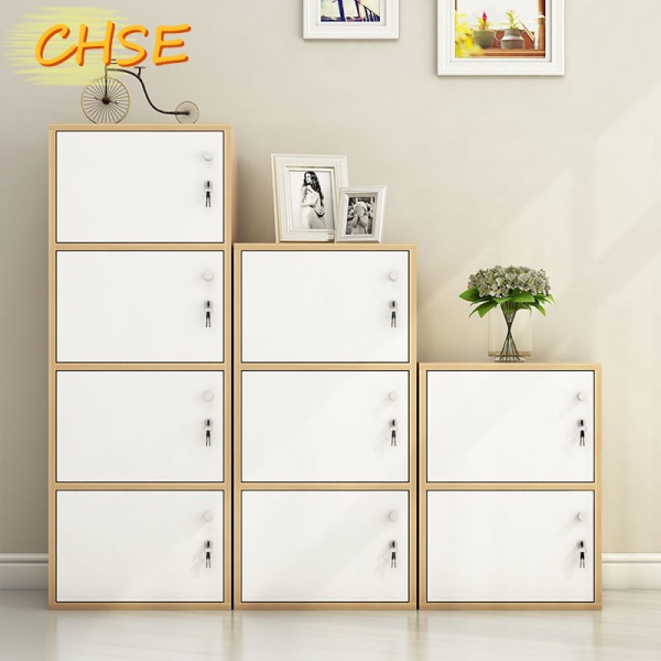 【In stock】Simple Bookshelf Locker Bookcase With Door With Lock Small Cabinet Free Combination Children's Minimalist Cabinet Balcony Storage Cabinet