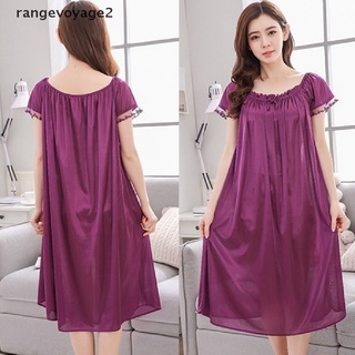 [rangevoyage2] Ice Silk Satin Sleepwear Nightgown Women Sleeping Dresses Plus Size Nightwear [new]