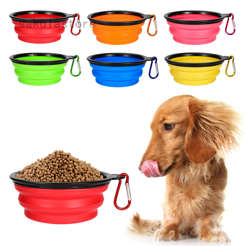 Fashion Shop Collapsible Compact Pet Feeding Bowl Dog Cat Travel Dish Silicone Lightweight 