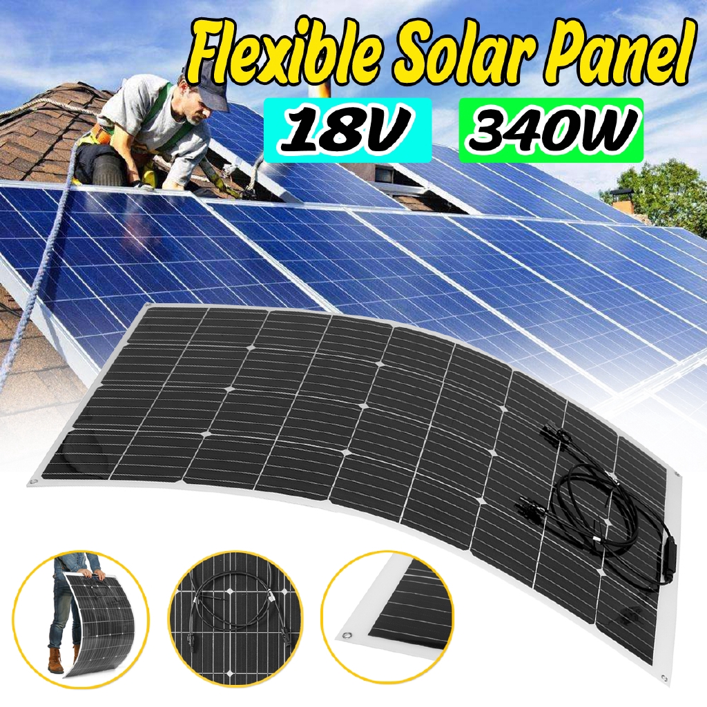 340W 18V Flexible Monocrystalline Solar Panel Tile Mono Panel Waterproof Camping Shopee Singapore