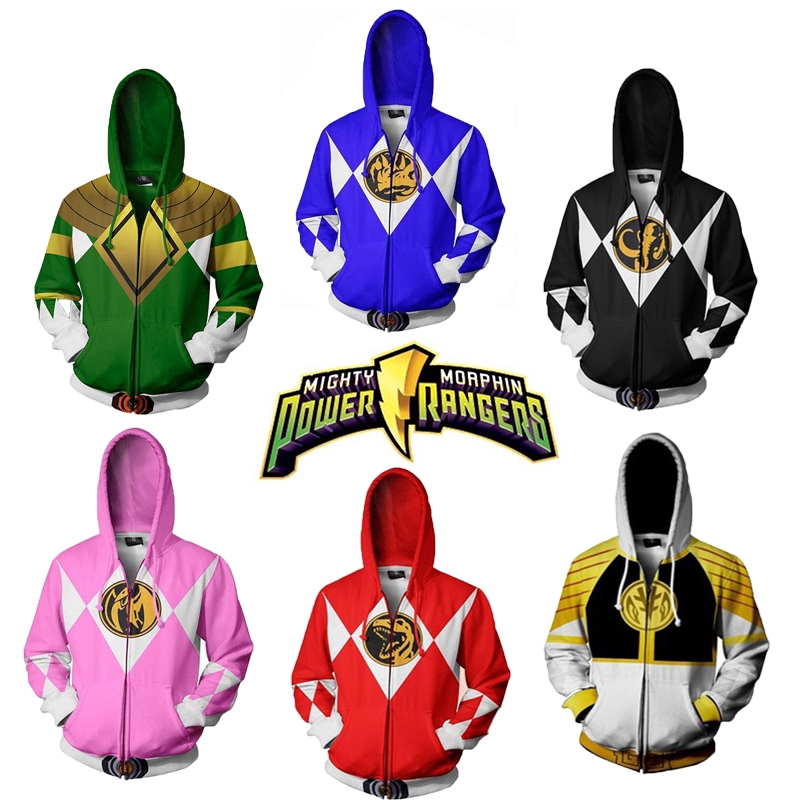 Mighty Morphin Power Rangers Cosplay Printing Hoodie Sweater | Shopee ...