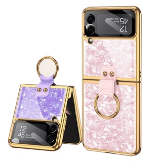 For Samsung Galaxy Z Flip 4 Case Flip 3 Cases with ring Casing Comfortable slim and beautiful glass Cute cover