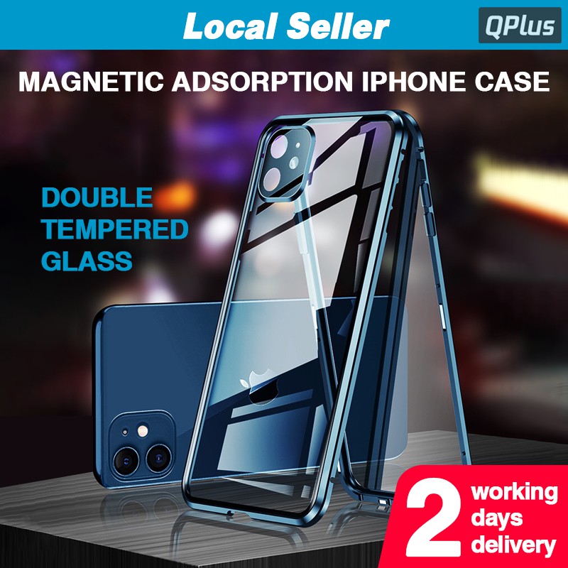 Sg Magnetic Adsorption Iphone Case With Double Tempered Glass Screen Protectors And Camera Lens Protection Shopee Singapore