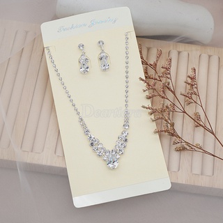 Image of thu nhỏ Fashion Bright Full Diamond Zircon Water Drop Necklace Earrings Set Bridal Wedding Jewelry #7