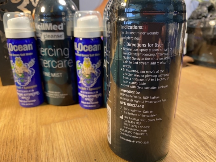 H2ocean Sea Salt Spray 44.36ml (3pcs) with Neilmed Piercing Spray 177ml