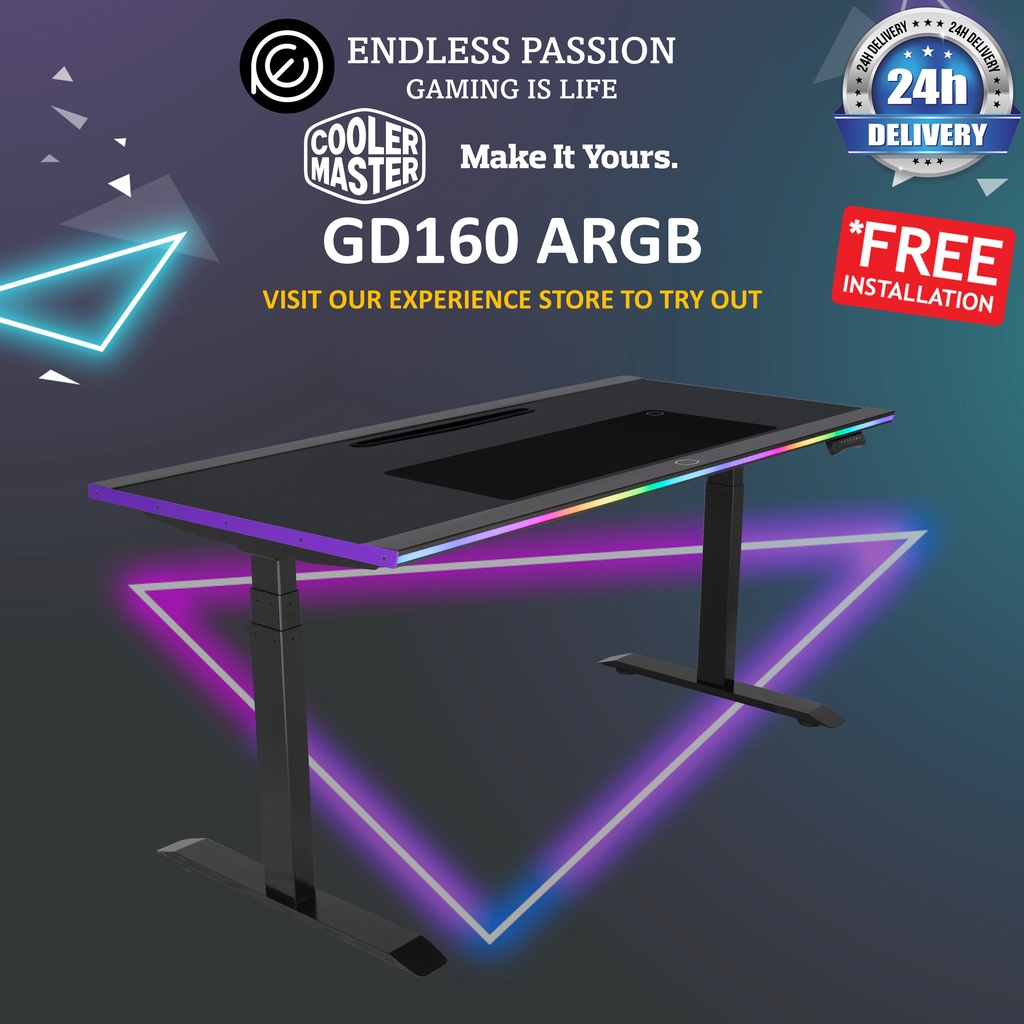 Cooler Master GD160 ARGB Sitting and Standing PC Gaming Desk with Dual ...