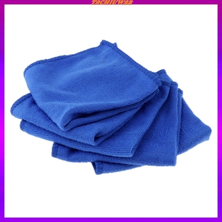 [TACHIUWA2] 5pcs Absorbent Microfiber Towel Car Bike Home Clean Wash Cloth Rag Blue 9.8x9.8 inches #5