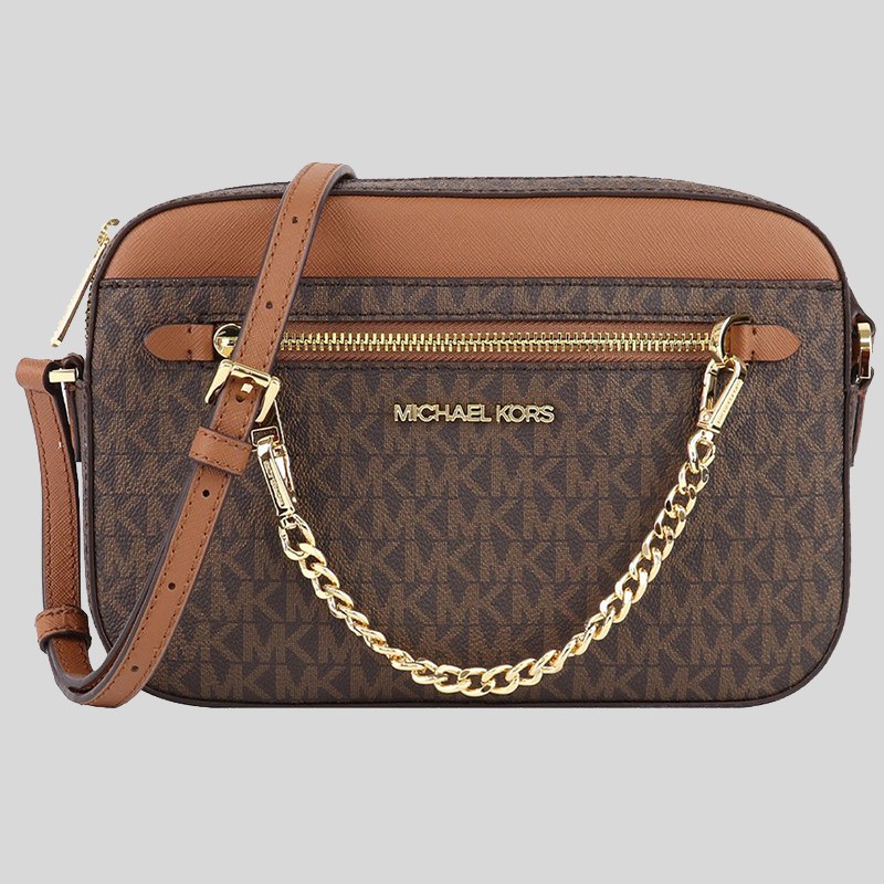 Michael Kors Large East West Zip Chain Crossbody In Signature