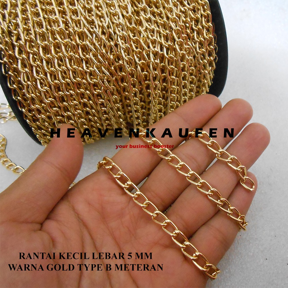 Small Chain Width 5 Mm Gold Color Gold Type B For Wallet Chain Etc Price Per Meter Shopee Singapore