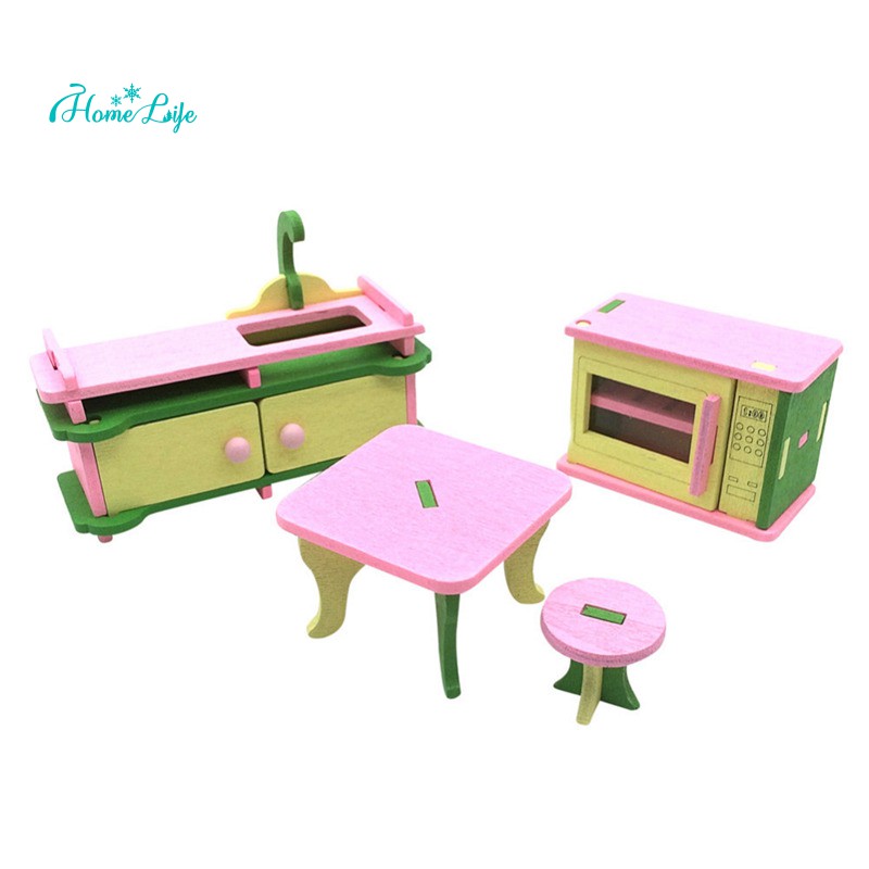 dollhouse with furniture and dolls