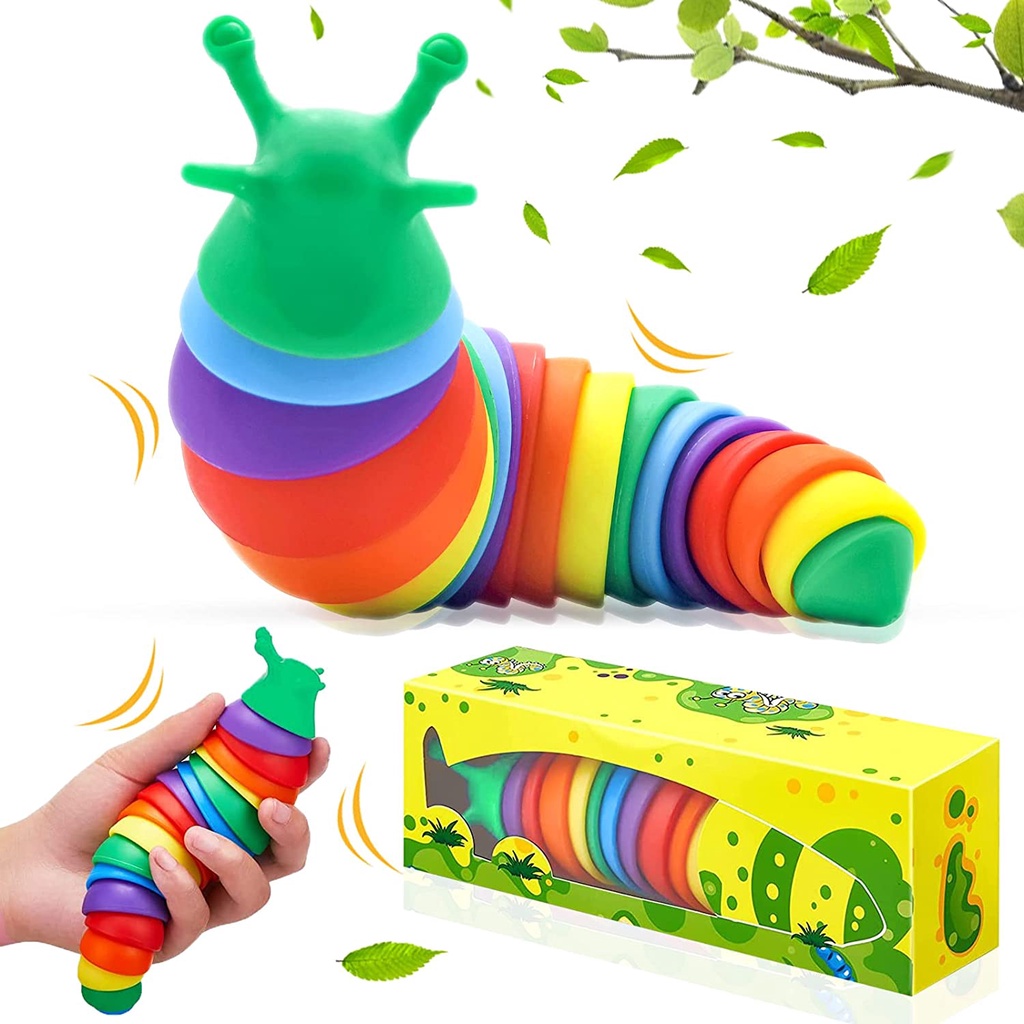 Fidget Slug Articulated Toy Sensory Stretch Autistic Friendly Flexible ...