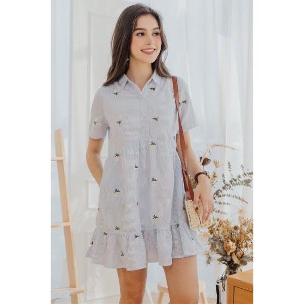 sky blue shirt dress