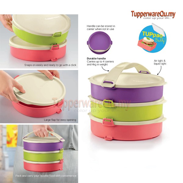 Tupperware Round Click To Go 3 Eco Level Bowl 880ml Shopee Singapore