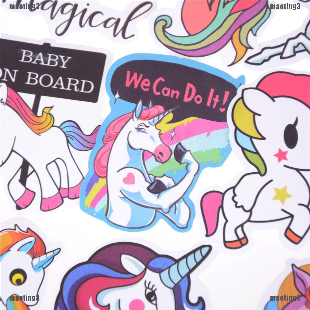 10Pcs Mixed Unicorn Stickers Laptop Car Phone Luggage Bike Waterproof