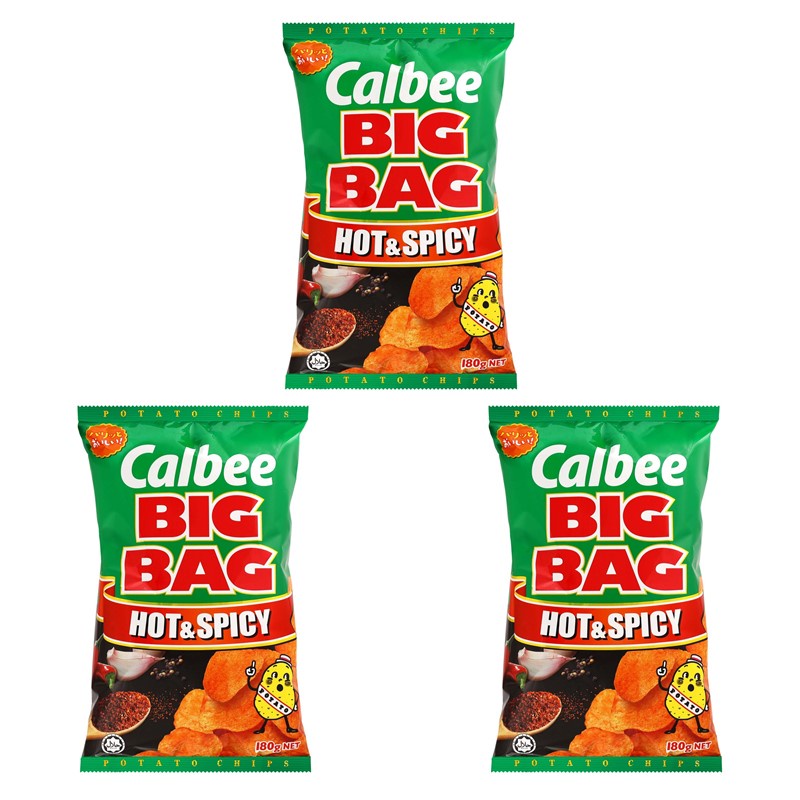 [Bundle of 3] Calbee Big Bag Potato Chips Hot & Spicy, 180g [Japanese] (Halal) Shopee Singapore