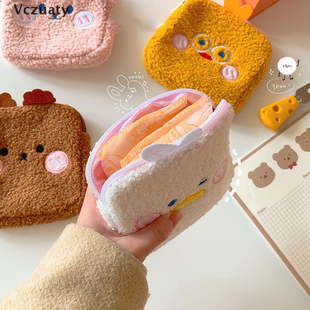 Vczuaty Cute Plush Sanitary Pad Storage Bag Portable Makeup Lipstick ...