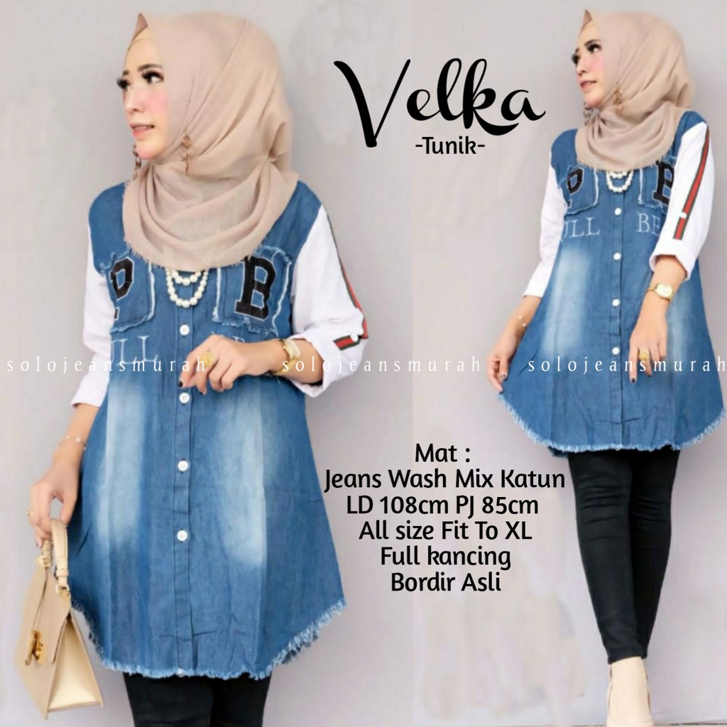 Muslim Women S Clothes Tunik Jeans Top Fashion Hijab Premium Shopee Singapore