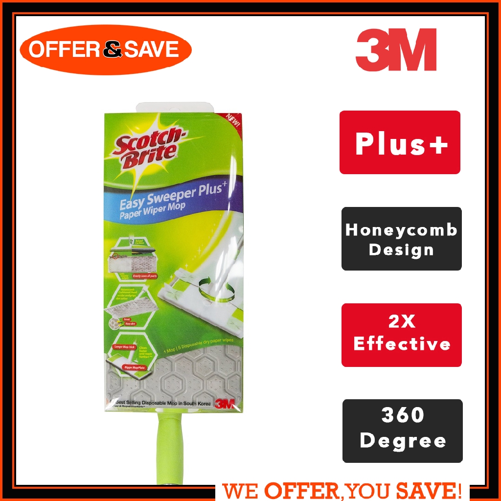 3M Scotch Brite Easy Sweeper / PLUS+ Starter Kit with 5 Disposable