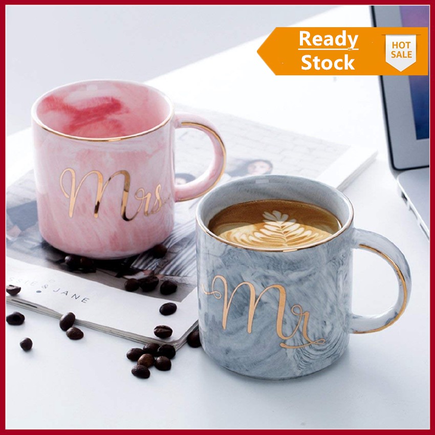 Mr And Mrs Coffee Mugs Marble Design Couples Coffee Mugs Shopee Singapore