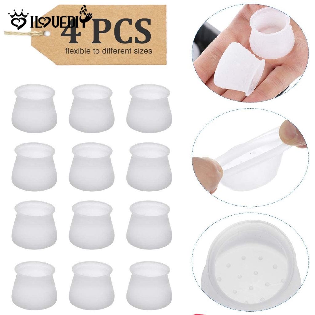 4Pcs Furniture Leg Silicone Protection Covers / Chair Legs Caps / Anti-Slip Table Feet Pad Floor Protector / Foot Protection Bottom Cover Prevents Scratches and Noise
