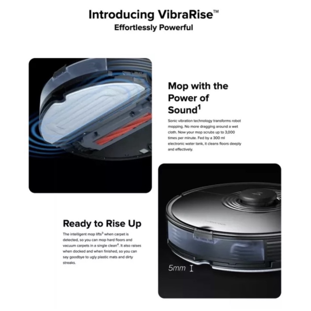 Roborock S7, Black Robot Vacuum Cleaner Robot UltraSonic Mopping Pad, Break and Scrub Dry Stain, Sonic Sensor Carpet