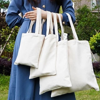 Image of thu nhỏ Plain Creamy White Canvas Shopping Bags,Foldable Reusable Fabric Tote Bag,Shoulder Top Eco Bag Gift #3