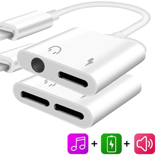 Ready stock Dual Lighting Audio Adapter For IPhone XS MAX XR X 8 Plus 3.5mm Jack Earphone Charging Aux 2 In 1 Splitter For IOS 11 12