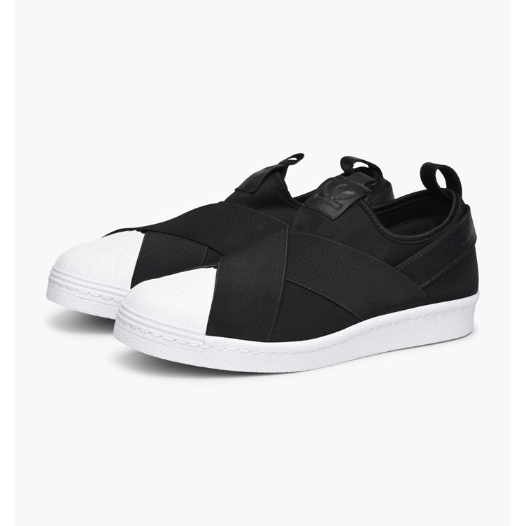 adidas superstar slip on womens black and white