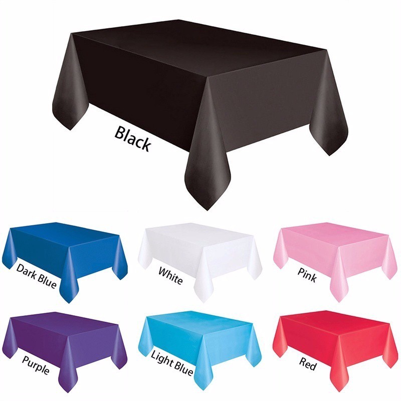 1pcs 137*183cm Plastic Disposable Rectangle Tablecloth Solid Color Wedding Birthday Party Table Cover